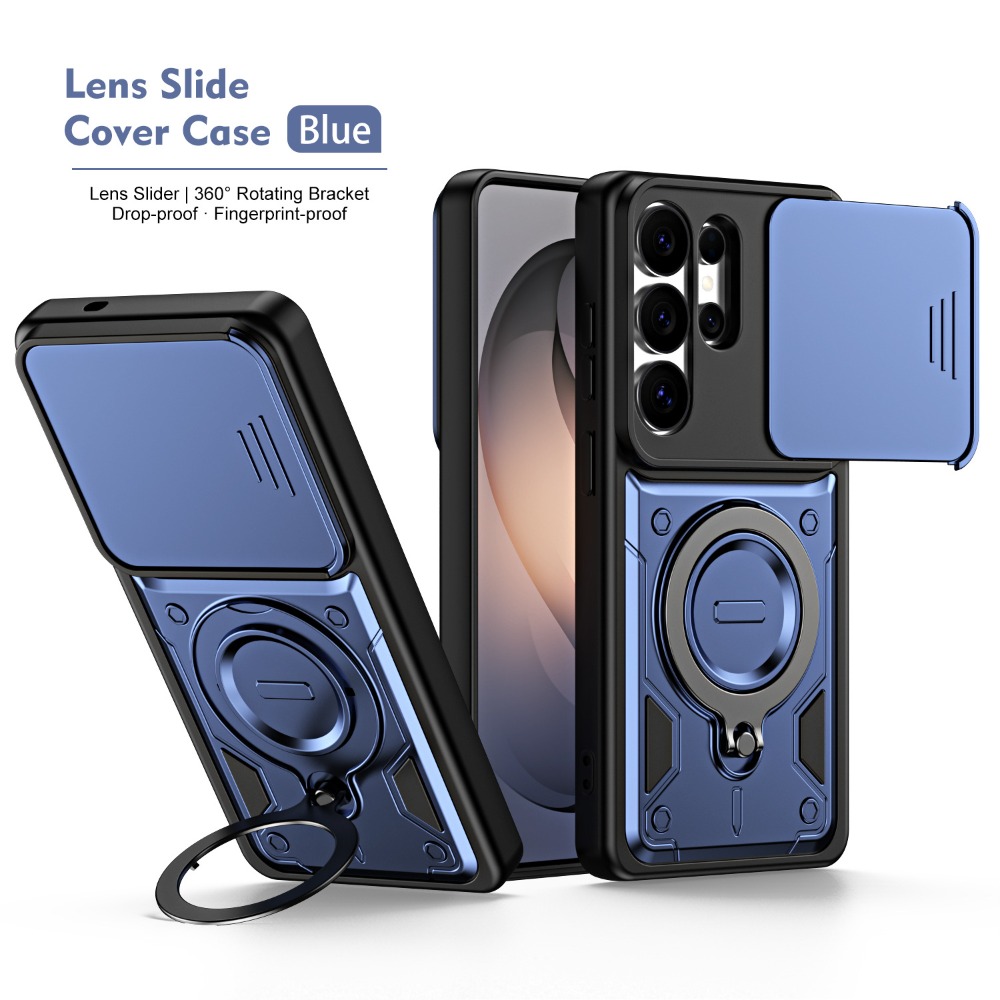 Camera Lens Protector - 360°Rotate Shockproof Magnetic Stand Case For